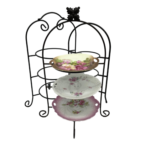 Bronze Tiered Service Pieces, With Vintage Plates